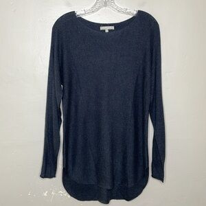 JOAN VASS Charcoal Gray Cashmere Blend Shallow Scoop Neck Dolman Sleeve Medium